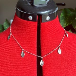 Natural Leaf Necklace, 925 Silver Chain